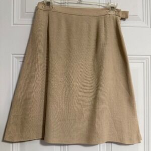 Mariella Burani Italian Tan Skirt SZ 8 A-Line Silk Office Career Professional